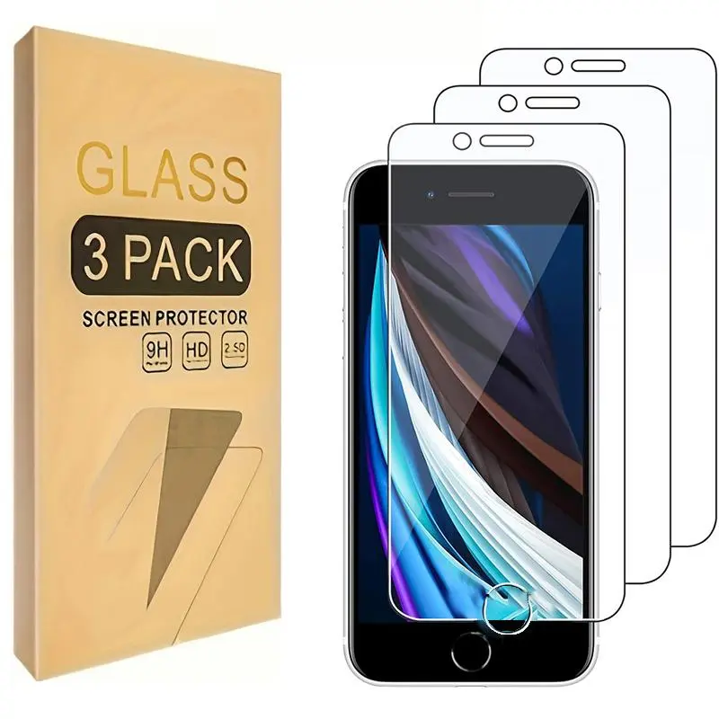 Screen Protector for iPhone SE 3/2 2022 2020 Edition, 4.7-Inch Tempered Glass Film, 3-Pack, Durable Scratch Resistant Protective Design, Accessories