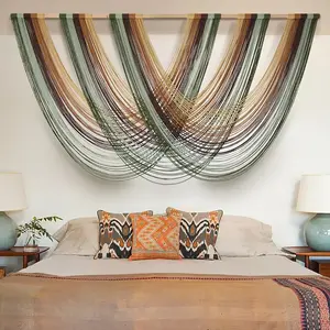 Large Boho Macrame Wall Hanging – Handwoven Yarn Tapestry Wall Decor for Bedroom, Living Room, Nursery & Apartment (57" x 31")