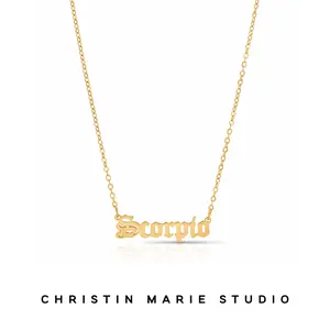 Zodiac Nameplate Necklace