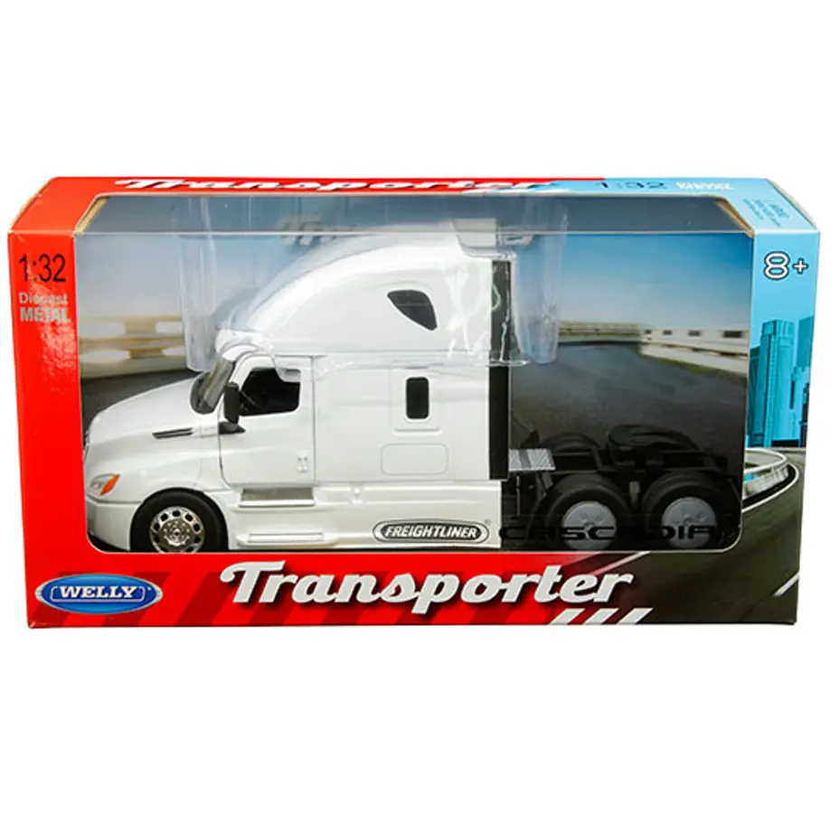 Welly 1:32 Freightliner Cascadia – White – Transporter