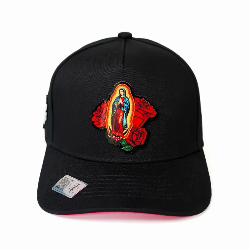 Exclusive Caps Virgen de Guadalupe SnapBack Hat-Black/Red Cotton