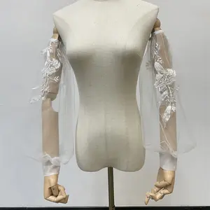 Lace Detachable Sleeves, Off-the-shoulder Sleeves, Bridal Sleeves, Ivory Tulle Sleeves, Wedding Dress Removable Sleeves Soft Womenswear