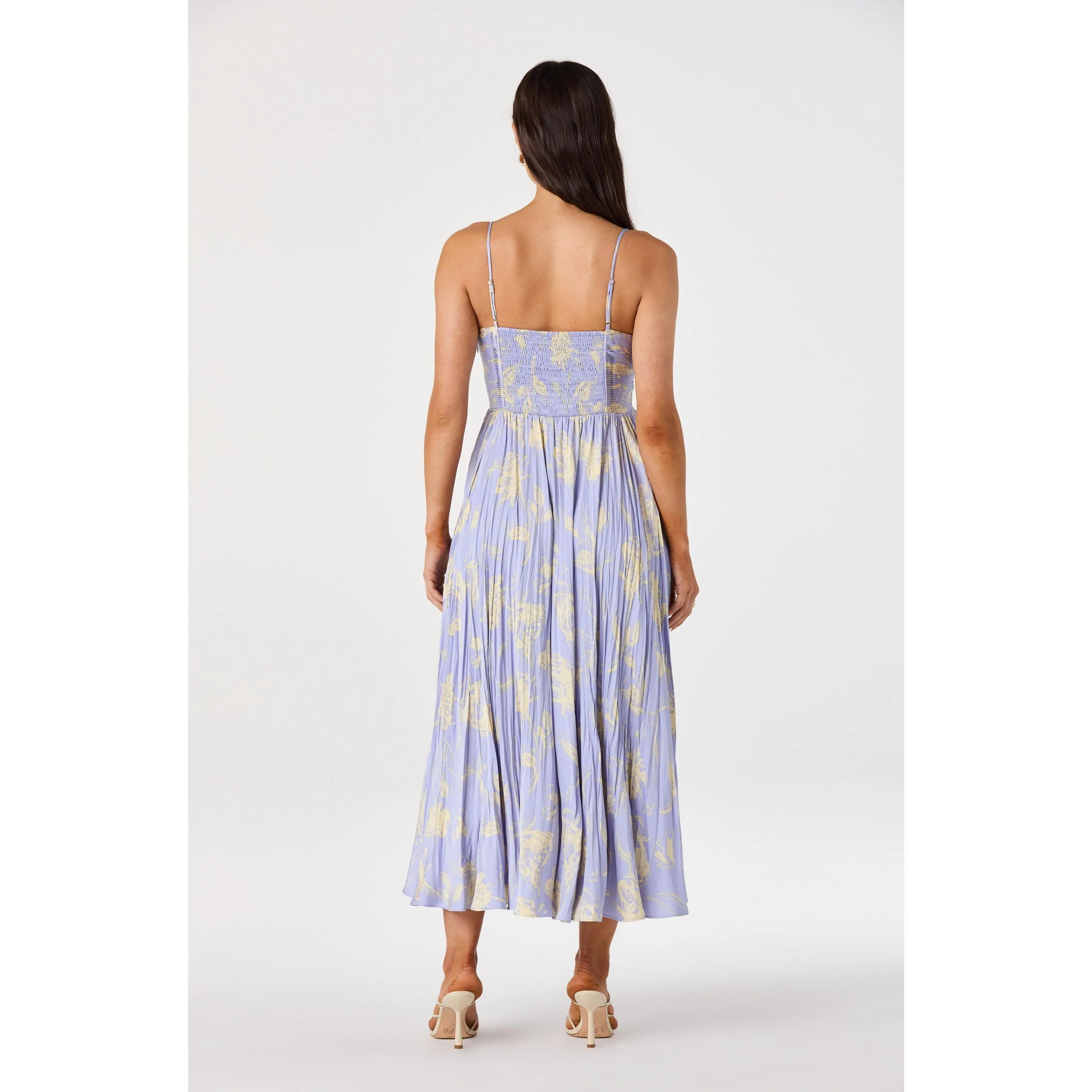 blue leafy floral maeve midi dress Blue Leafy Floral Maeve Midi Dress main image 1