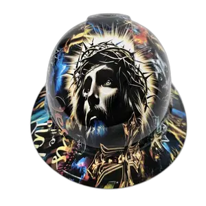 Jesus Light of the World - Custom Hydro Dipped Full Brim Hard Hat
