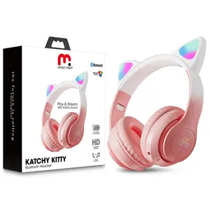 MyBat Pro Katchy Kitty Kids Bluetooth Headset for Girls Children Teens Headphones with Built-in Mic for Gaming School Birthday Christmas Gift