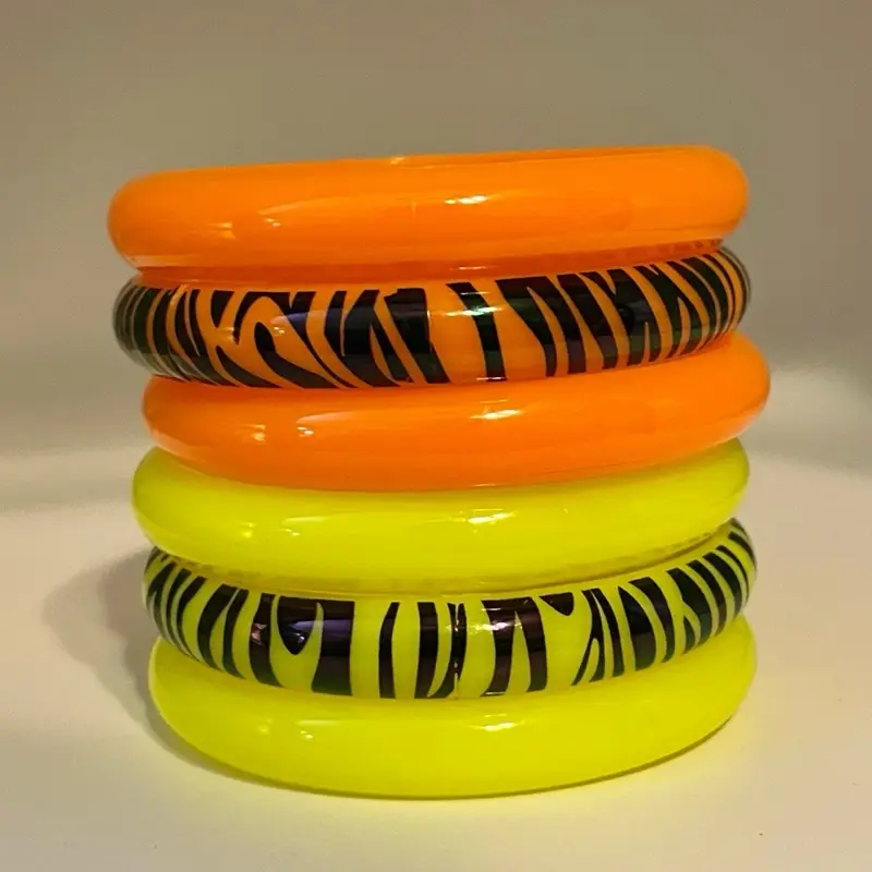 Y2K stacked zebra bangle bracelets | 2000s bangle sets | vintage bangles | Emo scene Mcbling