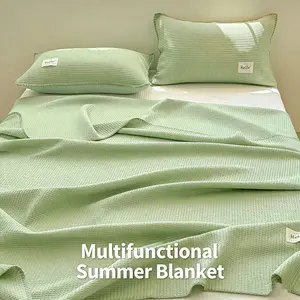 Breathable Waffle Weave Blanket, Lightweight Soft Cool Bed Blanket, Multi-Color Options, Suitable for Bedroom Sofa Travel