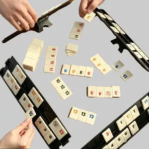 Ramiwa Party Board Game Set with 4 Racks Colorful Plastic Tiles for Family Game Nights Adults Teens 14+ Standard Edition