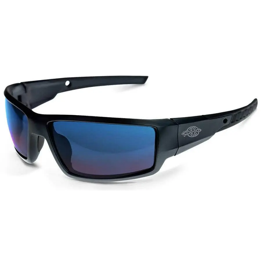 Crossfire Cumulus Work Safety Glasses - Matte Black Frame, Blue Mirror Hard Coated Lenses, ANSI Z87.1+ Certified, Dual-Molded Rubber Temple Arms, Side Shields, Small/Medium Fit, Safety Gear, Sun Protection, Bisphenol A (BPA)-Free Eye Protection Equipment