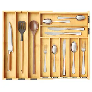 SpaceAid Bamboo Expandable Silverware Organizer for Kitchen Drawer Storage (Natural, 10 Slots) SpaceAid Bamboo Expandable Silverware Organizer for Kitchen Drawer Storage (Natural, 10 Slots)