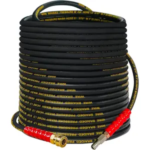 Kink Resistant  Washer Hose 100FT, High Tensile Wire Power Washer Hose with 3/8 Inch Quick Connect, 4000 PSI