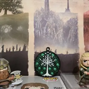 Lord Of The Rings Tree of Gondor Christmas Ornament Green & White Hexagon Design Inspired by Middle Earth