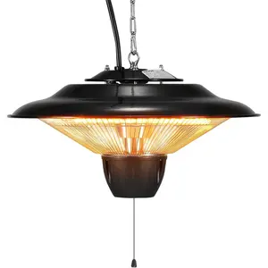 VEVOR Hanging Patio Heater, 1500W Electric Space Infrared Heater, IP34 Protection with 23.6 inch Pull Cord & Adjustable Chain, for Porch,Patio,Dining Room,Studio Outdoor/Indoor