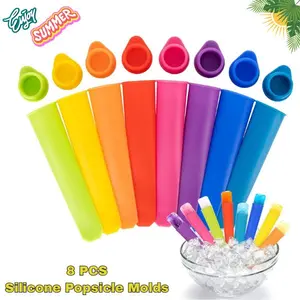 8 PCS Silicone Popsicle Molds with Lids – Reusable Leakproof Ice Pop Maker Tubes, BPA Free Freezer Molds for Homemade Popsicles & Yogurt Snacks