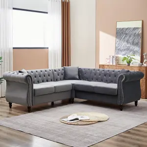 83.5-Inch Oversized Corner Sofa, L-Shaped Sectional Couch,   5-Seater Corner Sofas with 3 Pillows for Living Room, Bedroom, Apartment, Office