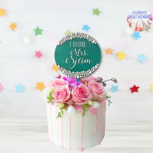 Tiffany Inspired Bridal Shower Cake Topper with Pearl Accents