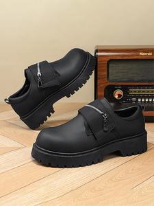 men's casual solid color walking shoes, fashionable zipper shoes for daily wear, casual comfortable shoes for daily wear, outdoor walking shoes