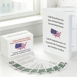 US Citizenship Test Flash Cards – 128 USCIS Civics Questions & Answers, English Spanish Bilingual Study Guide, Naturalization Exam Prep Flashcards Set, Portable Learning Cards for Fast Study, Civics Test Review Tool, Educational Supplies for Students