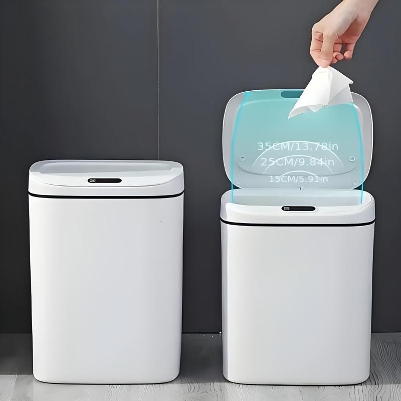 Motion-Activated Smart Trash Bin for Bathrooms, Featuring a Lid And Touchless Operation. Its Minimalist Design Makes It Ideal for Home, Kitchen, Office, Bathroom, And Outdoor Settings, Providing an Effective Solution for
