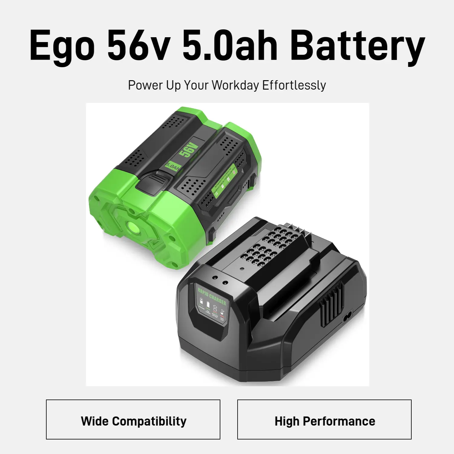 56V 5.0Ah Replacement for EGO 56V       Lithium High Capacity  Battery BA2800T BA2800 BA4200 BA1400  Compatible with 56-Volt EGO Power+ Cordless Tools