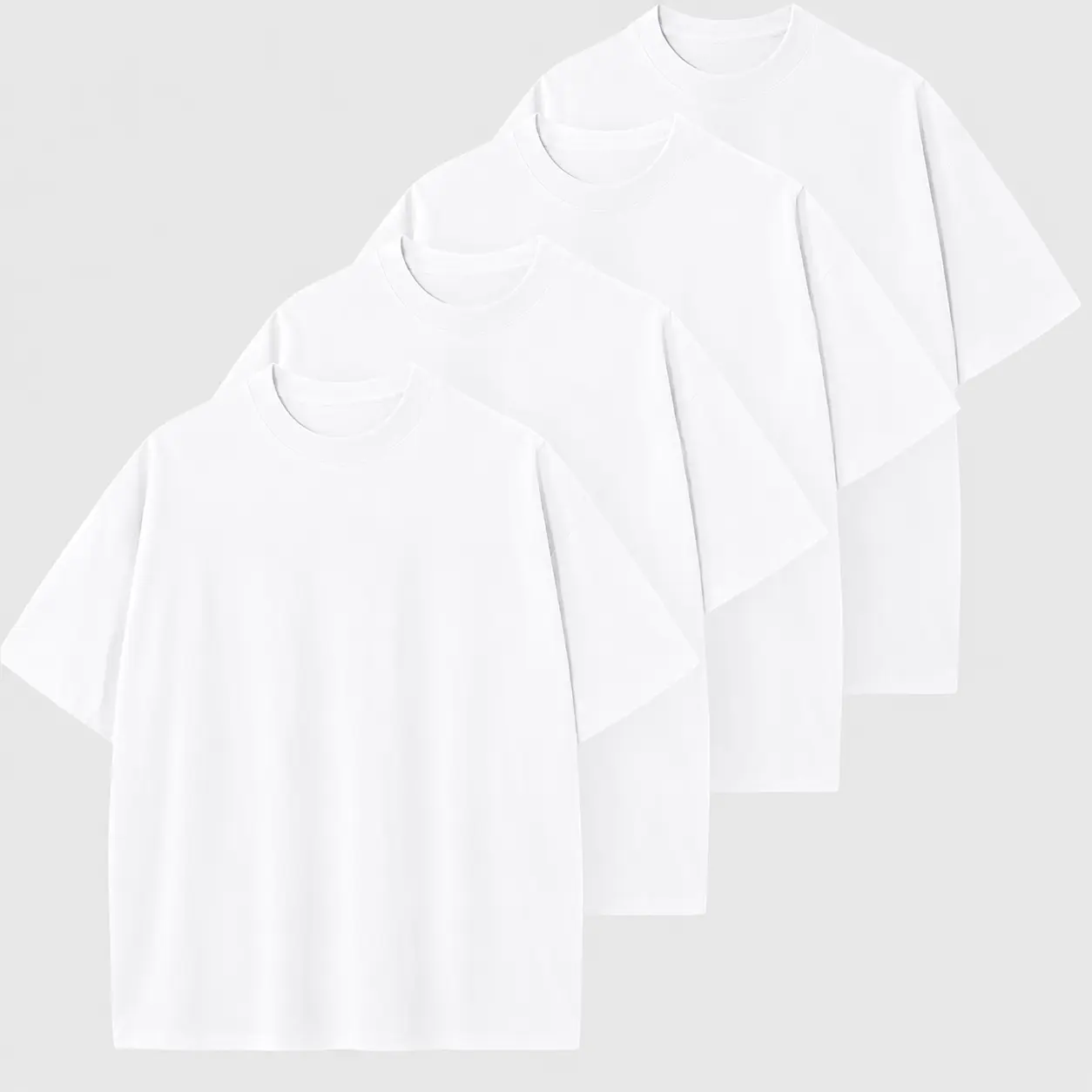 Men's 4-Pack Heavyweight 100% Cotton T-Shirts, Soft & Breathable Oversized Crewneck, Classic Plain Unisex Tops for Streetwear, Casual, Basic Style, Plain Look