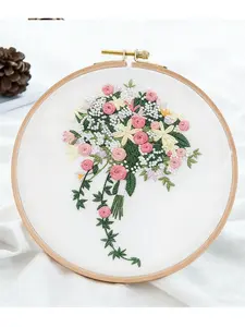 Floral embroidery kits for beginners — DIY handmade embroidery sets with patterns, floss, needles, and fabric
