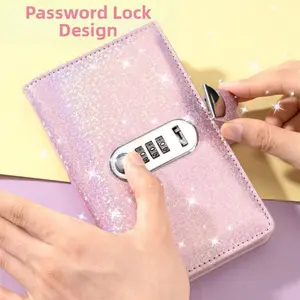 Money saving book, notebook writing tool, waterproof glossy PU leather, large capacity, can hold 100 banknotes, shiny modern style, suitable for everyday designers, notebook office paper stationery