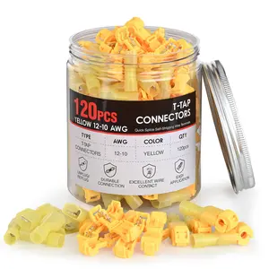 Nilight 120PCS/60 Pairs Quick Splice Disconnect Wire Terminals T-Tap Spade Wire Connectors Yellow 12-10 AWG Male Female Fully Insulated Electrical Crimp Self-Stripping Kit