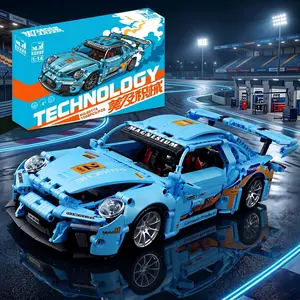 1:14 Technic Sports Car Building   block  Set (1288 Pcs) - Collectible Blue Racing Model Kit with Working Steering & Engine, STEM Toy Gift for Adults & Teens
