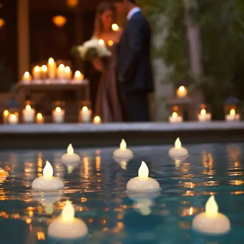 24-Pack Floating LED Tealight Candles - Waterproof, Warm White Glowing Lights, Dry Battery Power, Decorative Atmosphere Lighting, Pool-Side Ambience, for Ceremony, Home Decor, Indoor Use, LED Glow