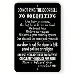 Aluminum Do Not Disturb Sign for Home Security with Snooze Veto No Soliciting Baby Sleeping Funny Door Hanger