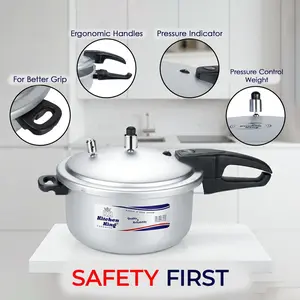 7.4 Qt Kitchen King Heavy Guage Aluminum Pressure Cooker (Wider Body), Fast & Healthy Cooking Cookware, CGRS Safety System, Heat Resistant Handles | Gas & Electric Compatible