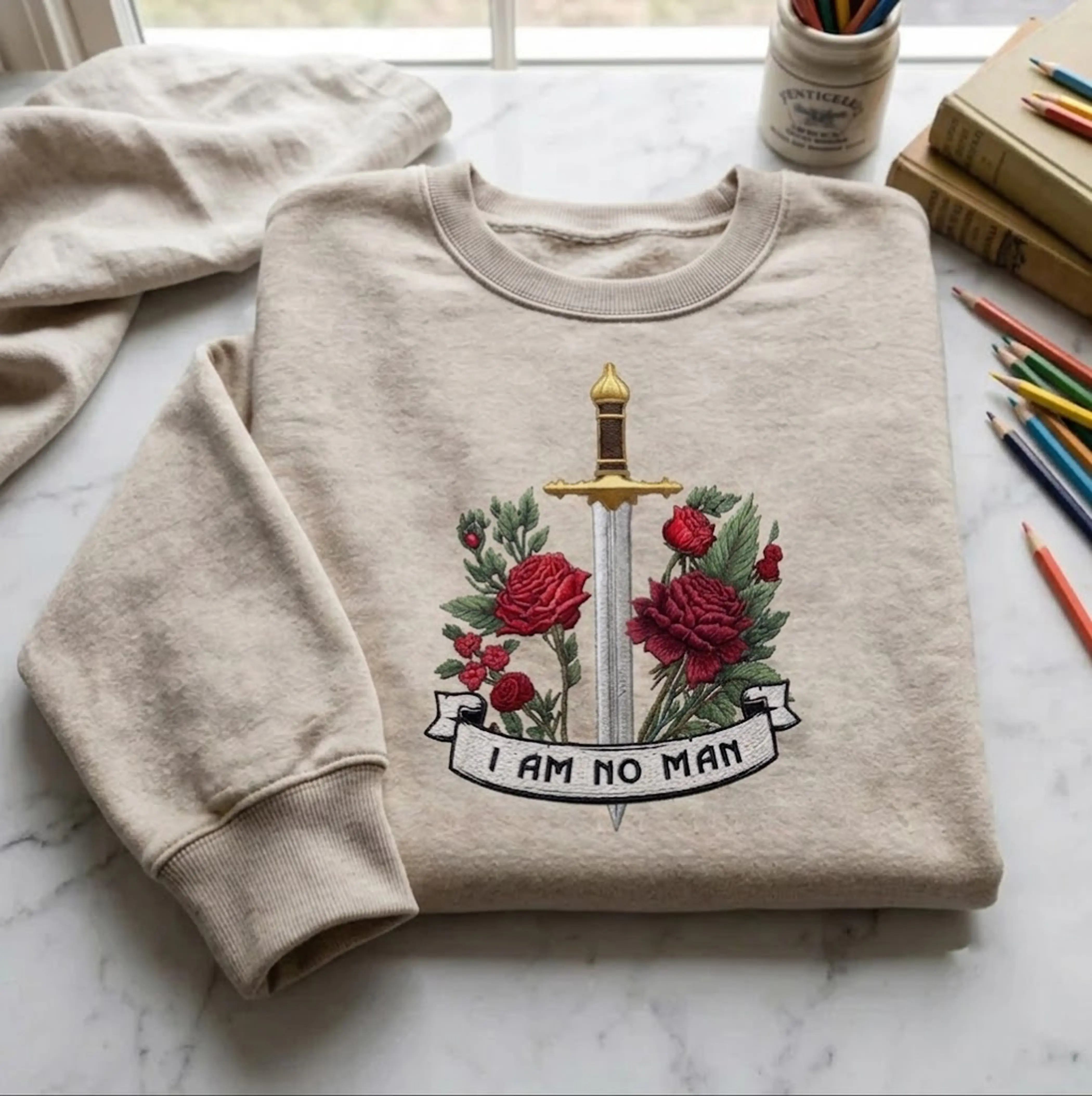 I Am No Man Sweatshirt or Hoodie, Fantasy Reader Feminist Sweater