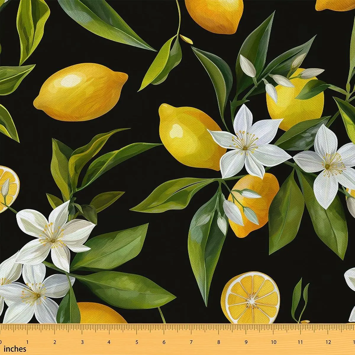 Lemon Flannel Fabric Soft,Lemon Tree Branches Upholstery Fabric Chairs Sofa,Yummy Summer Fruit DIY Art Fabric,Farmhouse Decor Quilting Sewing,Not Stretchy