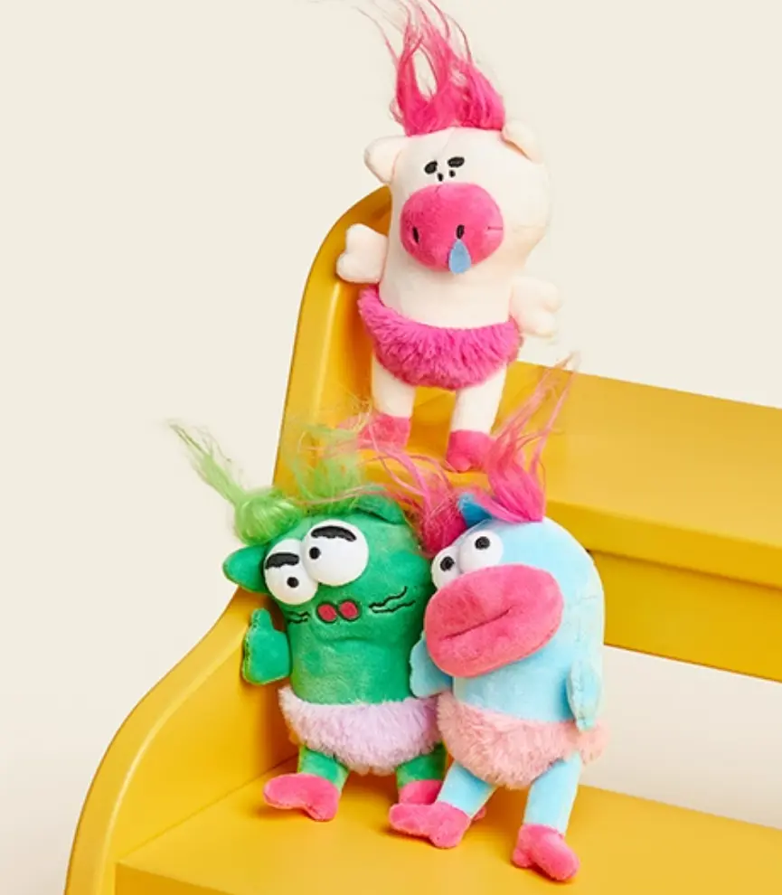 Funky Plush Sausage Monster Bag Charm Keychain, Vibrant Look Collectible with Crazy Hair for Kids' Backpacks and Luggage, Collector's Edition, Mascot, Soft Plush, Playful Charm, Everyday, Car, Cute, Durable, Peppy