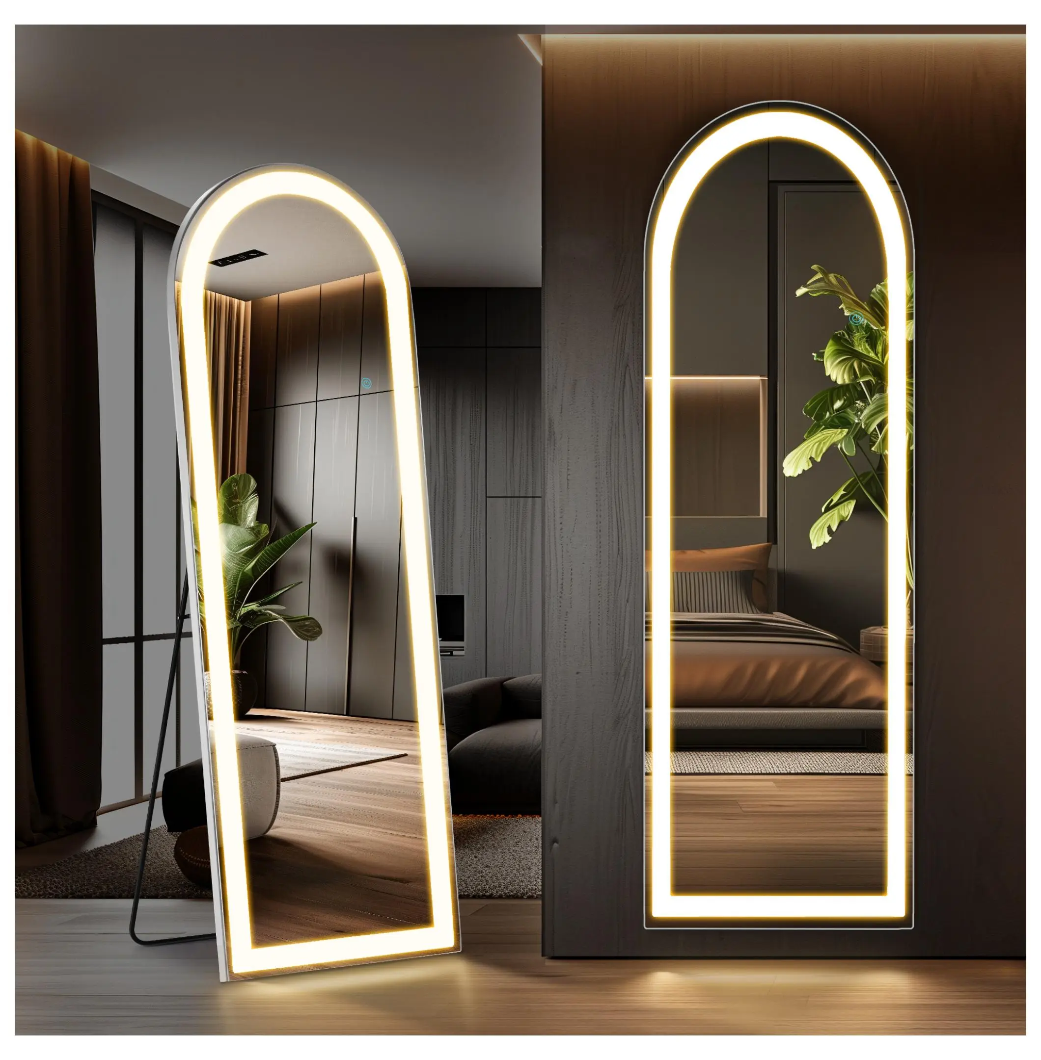 LED Floor Mirror 64x21, Lighted Full Length Mirror, 3 Color Temperature, Standing & Wall Mount, Large Mirror for Bedroom Dressing Room