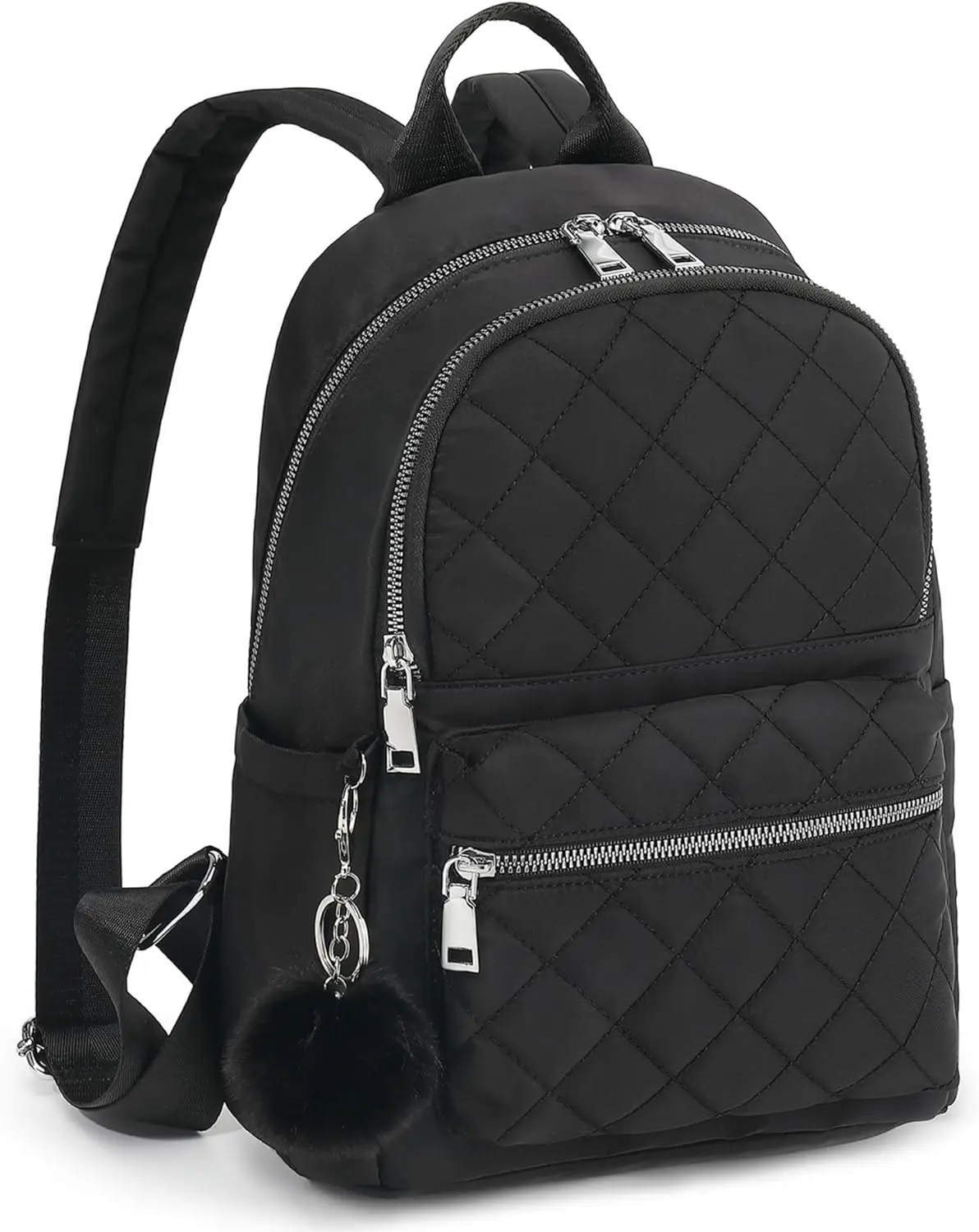 Mini Backpack Purse for Women Lightweight Small Backpack Purse Travel bookbag with Pom