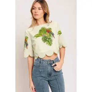 The Isla Tropical Scallop Crop Top