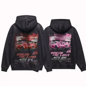 Break The Limit Jdm Racing Couple Matching Graphic Hoodie Casual Streetwear Fleece Fabric Pullover Hooded Sweatshirt Trendy Tops for Women for Men Perfect Valentine’s & Anniversary Gift