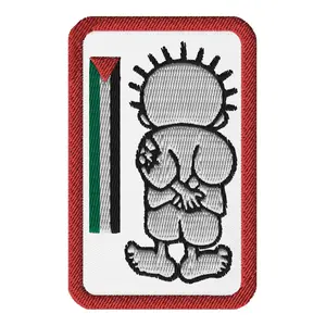 Palestine Flag Handala Embroidered Patch, Iron-On Free Palestine Cartoon Rectangular Patch