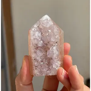 Peachy Amethyst Agte Geode Tower
