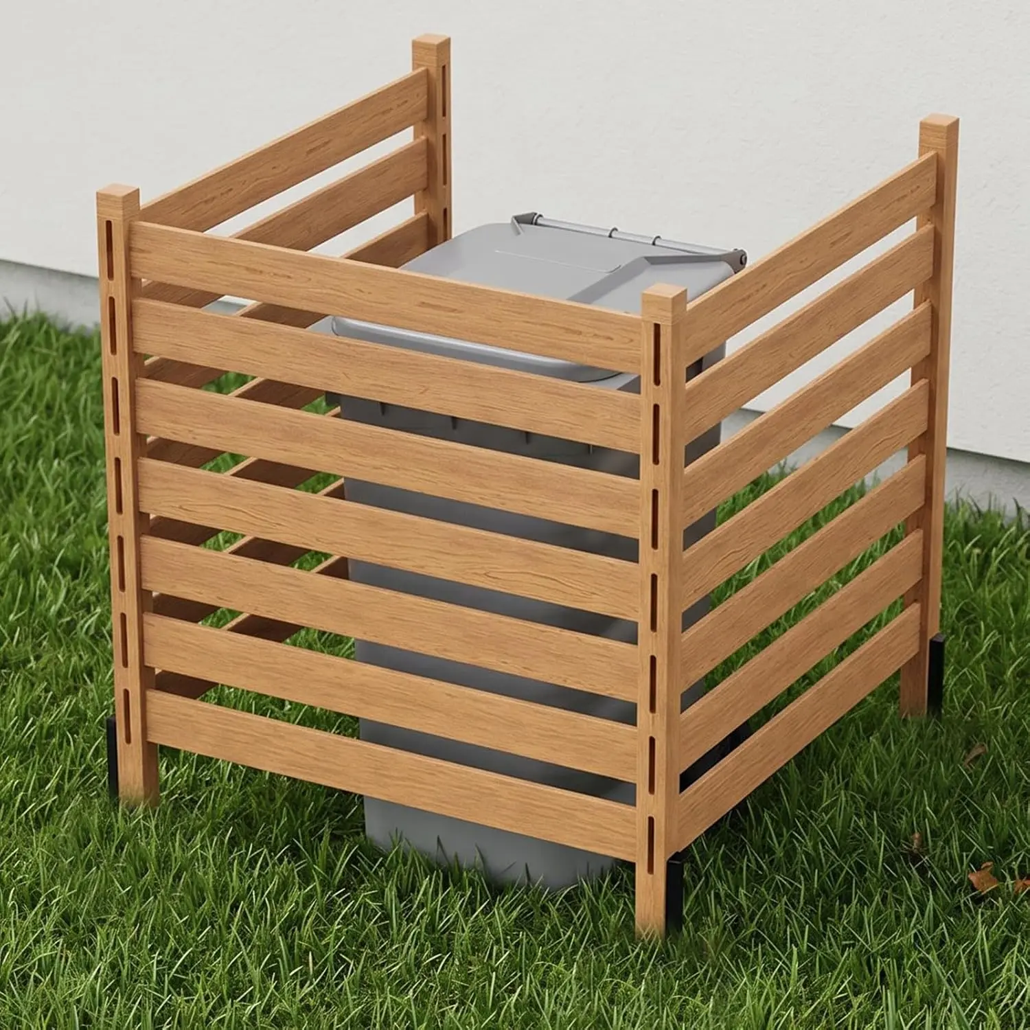 ABORON Real Wood Privacy Fence - 3-Panel Backyard Upgrade Outdoor Screen, 36" W x 36" H Air Conditioner/Pool Gear Cover with Metal Stakes for Trash Can Enclosure