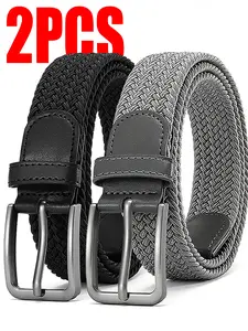 Men's Woven Elastic Golf Sports Belt, Baseball Waistband, Breathable Fabric, Multiple Colors, Fits Casual Jeans, Comfortable and Versatile