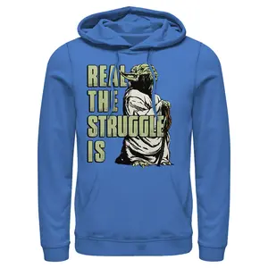 Men's Star Wars Yoda Real the Struggle Is Pull Over Hoodie