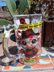 Glow in The Dark Freddy Krueger 16 oz Ceramic Beer Mug Spooky Drinkware for Themed Parties & Reusable Coffee Cup Durable Unique Design