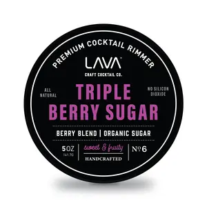 LAVA Premium All Natural Triple Berry Sugar Rimmer, Fruity & Sweet Cocktail Rim Made with Organic Sugar and Real Mixed Berry, 5oz Screw-on Lid Container rim  dips