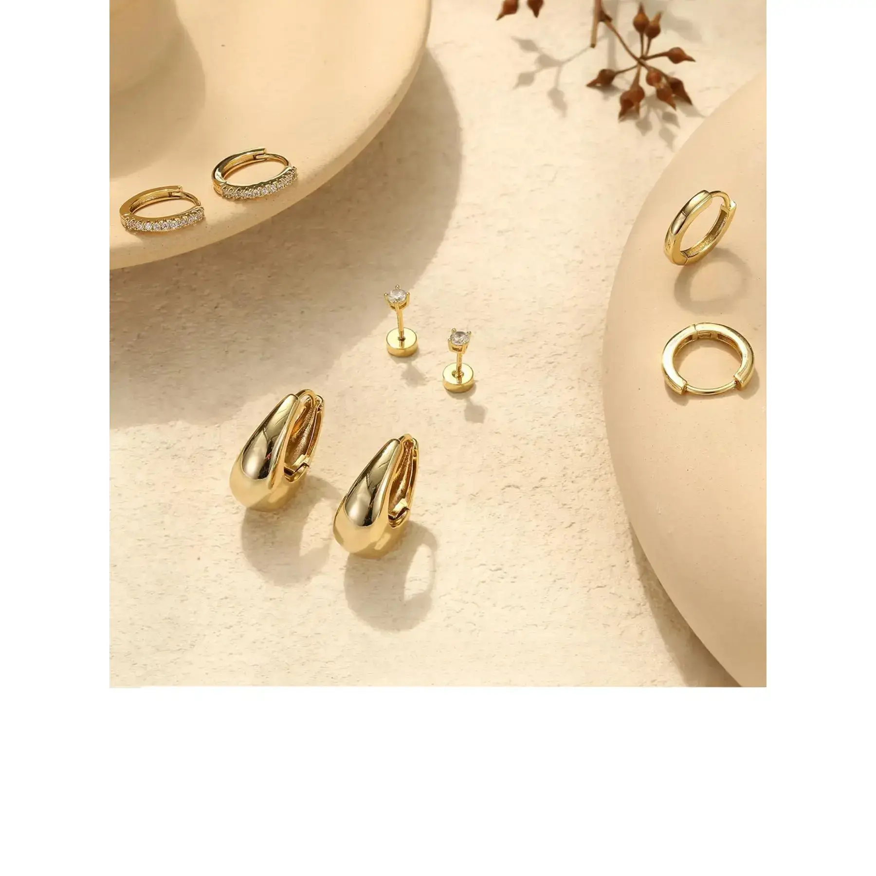 Ladies' hypoallergenic earrings, thick and stackable design, exquisite silver cartilage earrings Ladies' hypoallergenic earrings, thick and stackable design, exquisite silver cartilage earrings