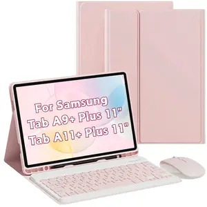 Case With Keyboard and mouse for Samsung Galaxy Tab A9+ / A11+ Plus 2023 11 Inch, Detachable Magnetic BT Keyboard and mouse, Slim Case with Pen Holder