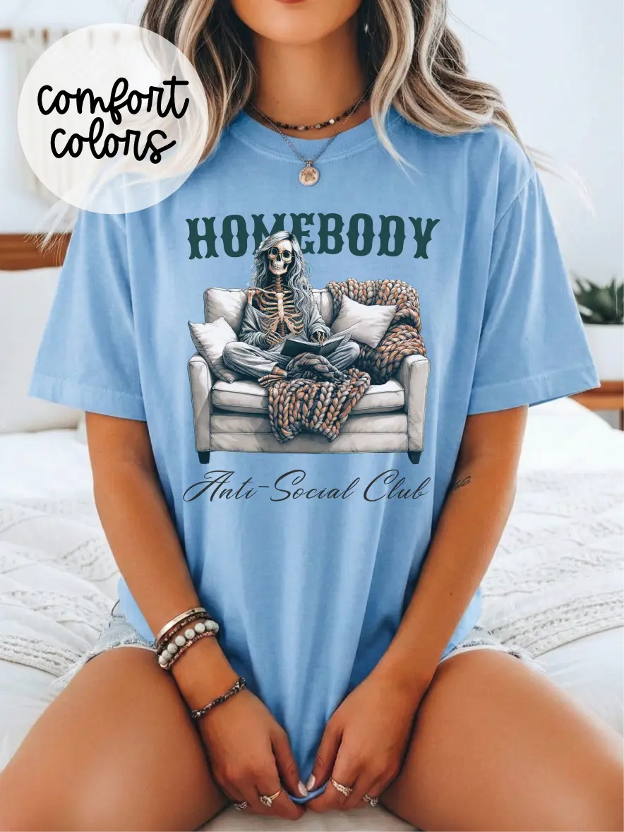 Homebody Anti-Social Club ~ Unisex Short Sleeve CC Garment Dyed T-Shirt Printed in the USA