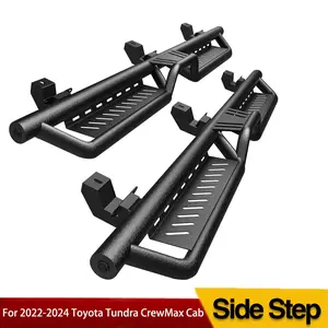 OEDRO Running Boards Compatible with 2022-2025 Toyota Tundra CrewMax Cab, Black Powder Coated Nerf Bar, Two-Stair Side Steps